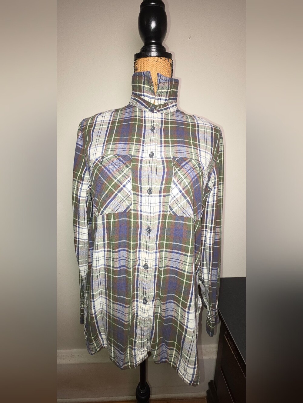 Denim & Supply Ralph Lauren Green Blue & Cream Plaid Button-Down Shirt